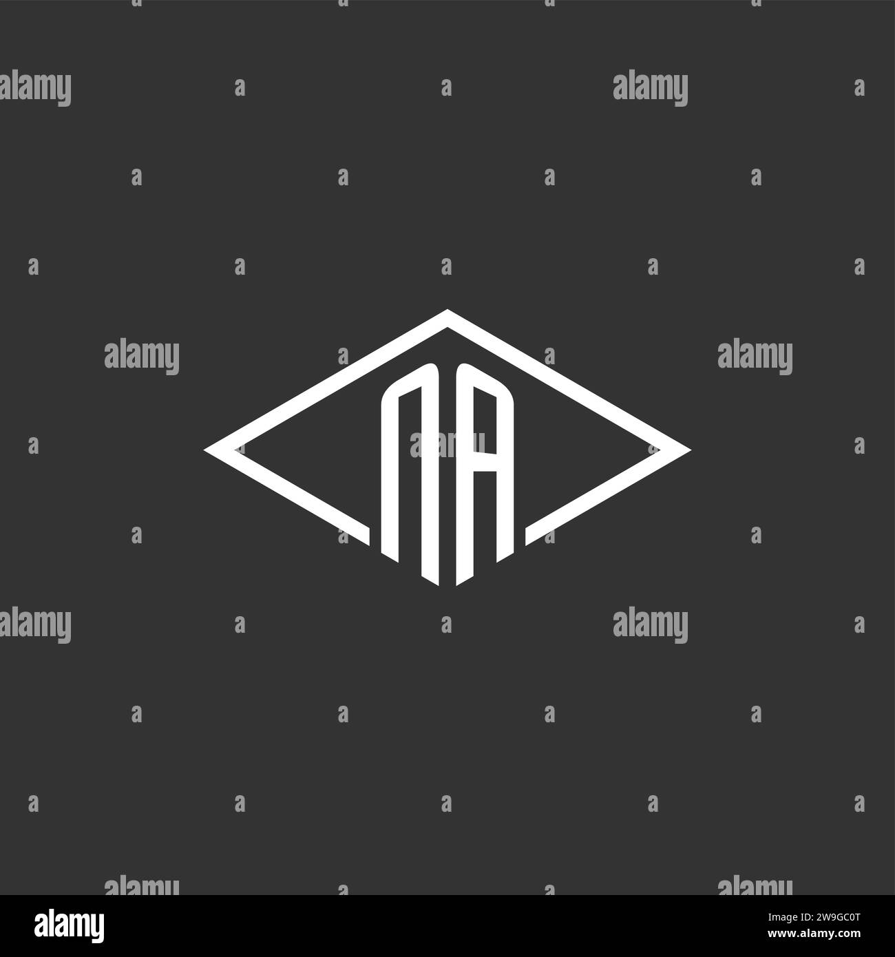 Initials NA logo monogram with simple diamond line style design vector graphic Stock Vector