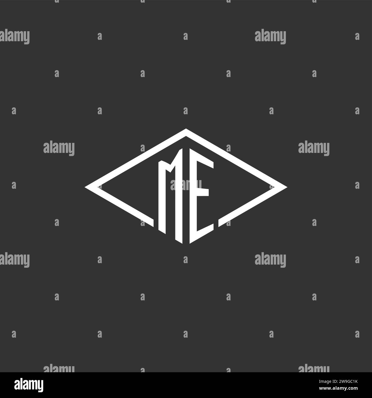 Initials ME logo monogram with simple diamond line style design vector graphic Stock Vector