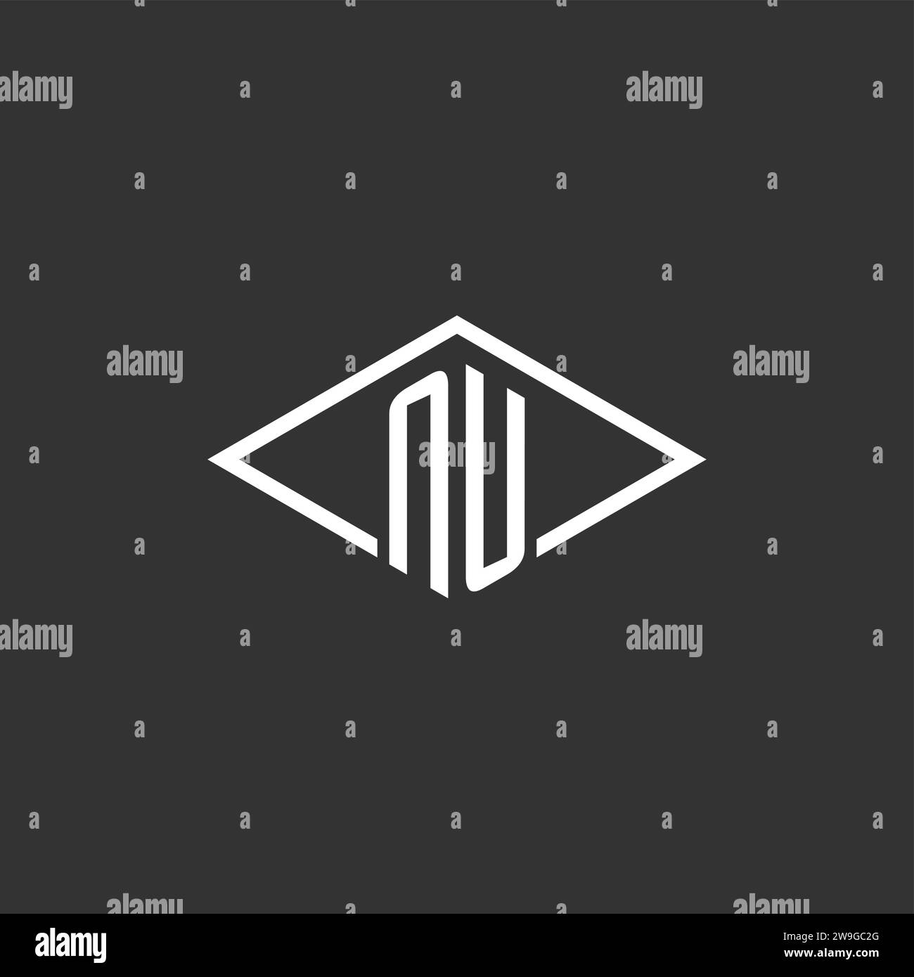 Initials NU logo monogram with simple diamond line style design vector graphic Stock Vector