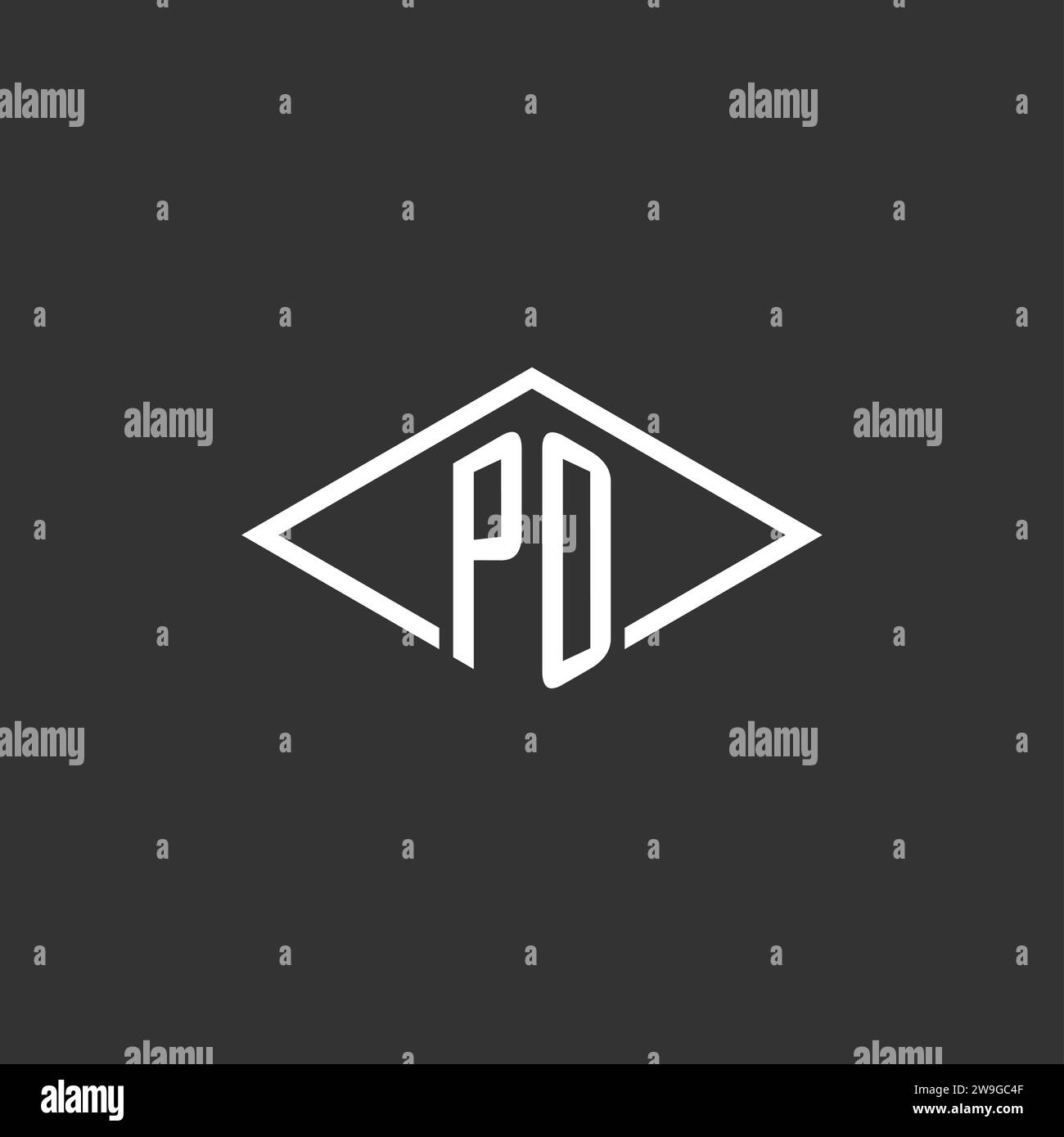 Initials PO logo monogram with simple diamond line style design vector graphic Stock Vector