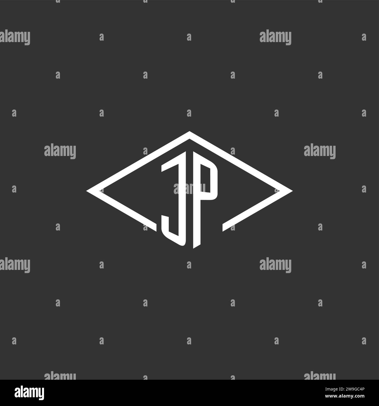 Initials JP logo monogram with simple diamond line style design vector graphic Stock Vector