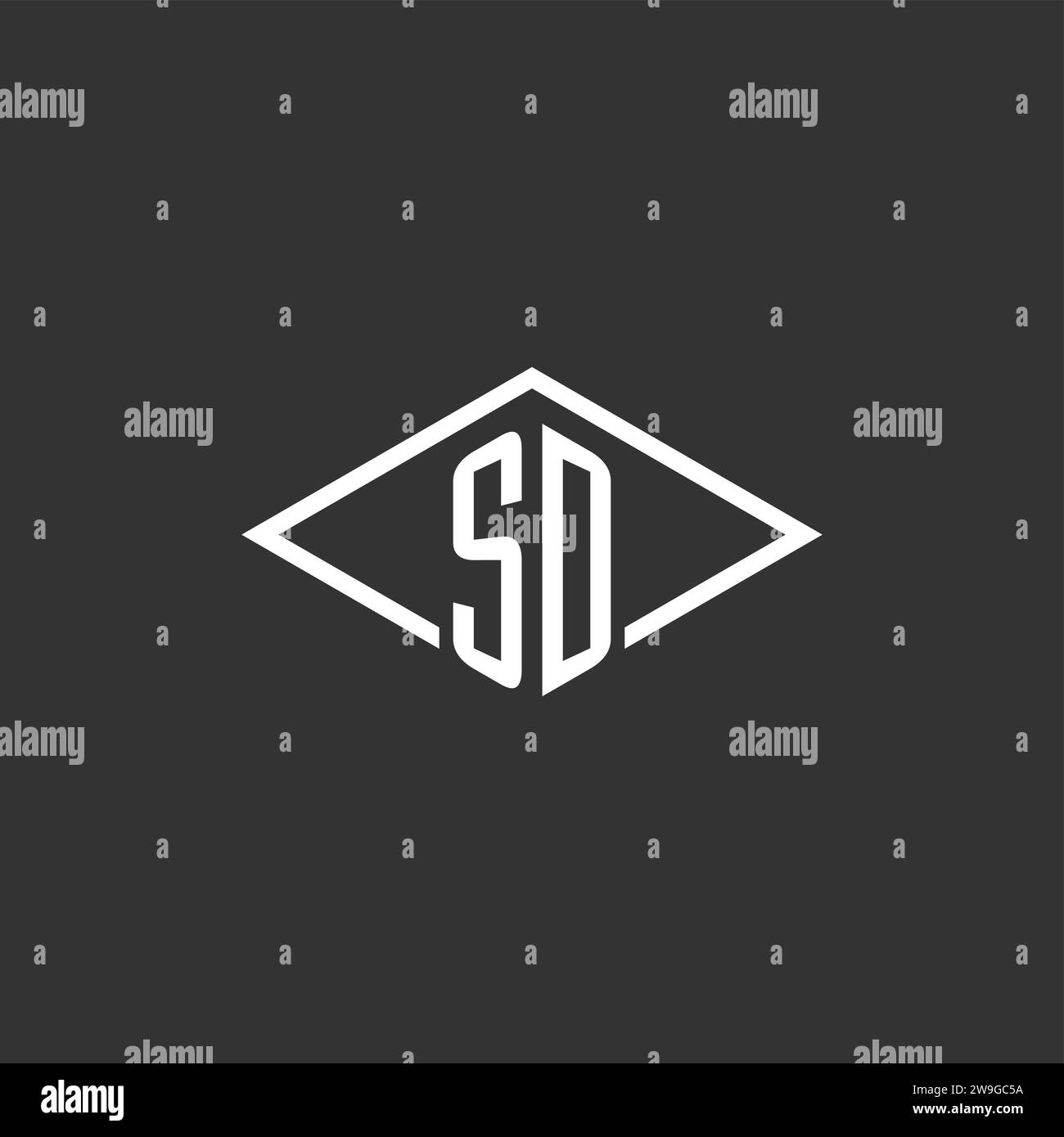 Initials SD logo monogram with simple diamond line style design vector graphic Stock Vector