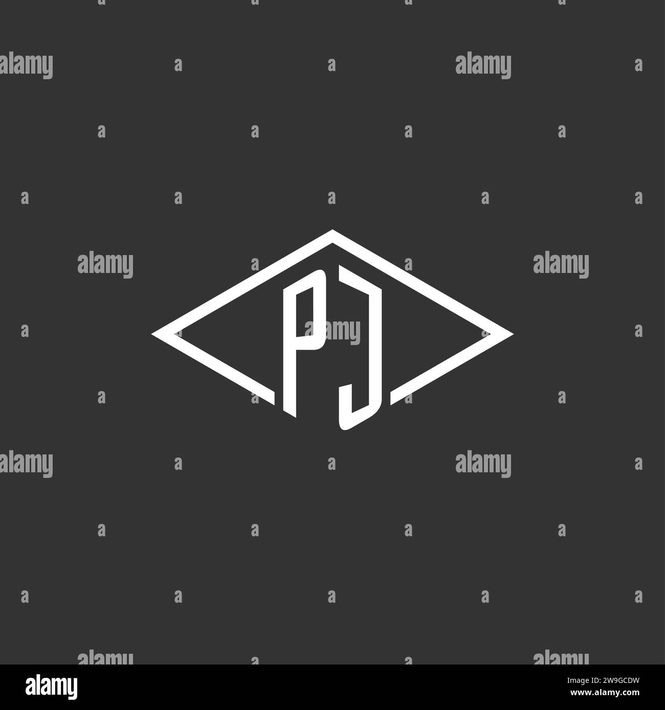 Initials PJ logo monogram with simple diamond line style design vector graphic Stock Vector