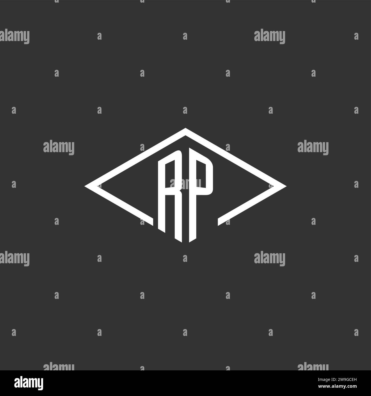 Initials RP logo monogram with simple diamond line style design vector graphic Stock Vector