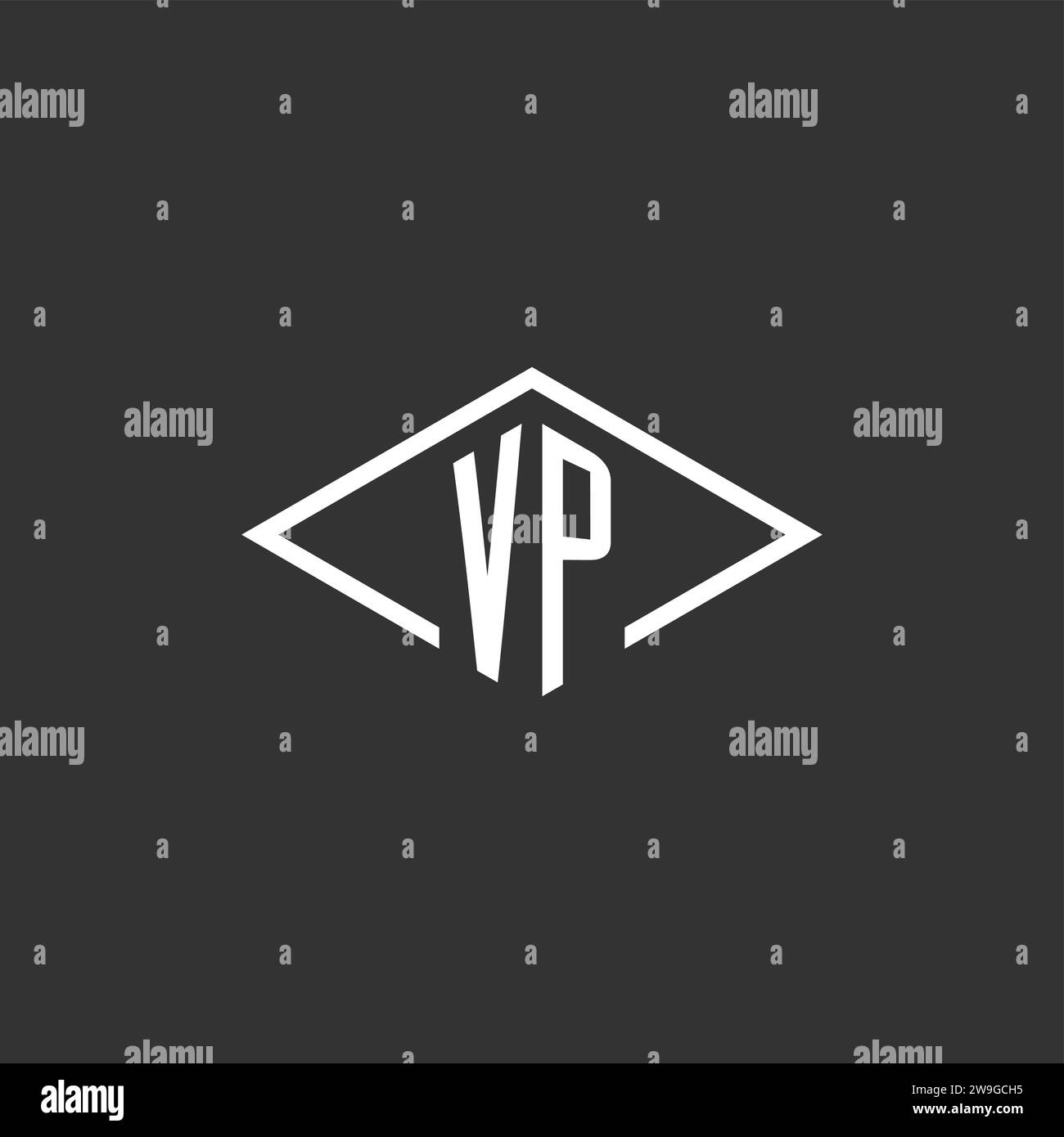 Initials VP logo monogram with simple diamond line style design vector graphic Stock Vector