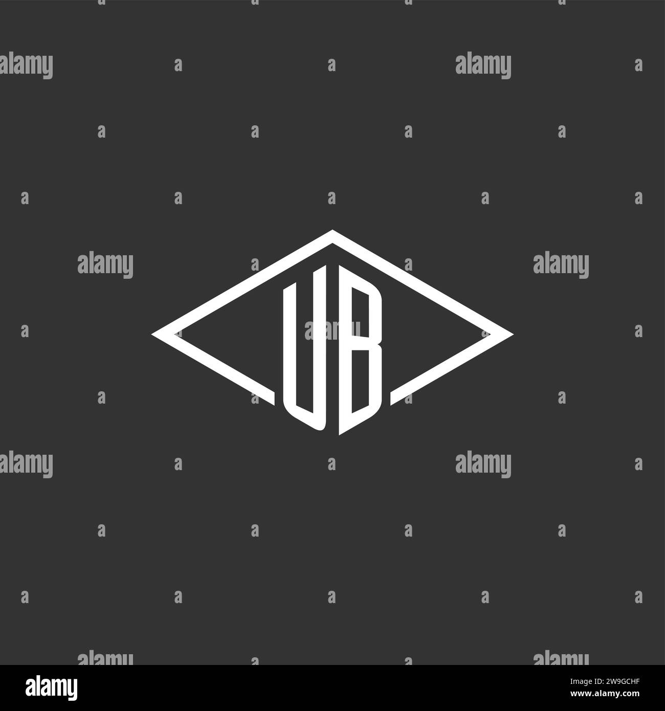 Initials UB logo monogram with simple diamond line style design vector graphic Stock Vector