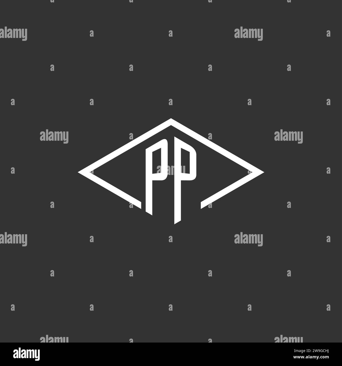 Initials PP logo monogram with simple diamond line style design vector graphic Stock Vector