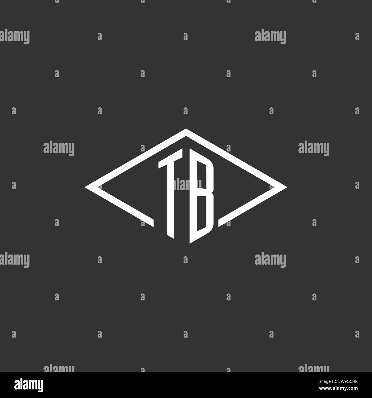 Initials TB logo monogram with simple diamond line style design vector graphic Stock Vector