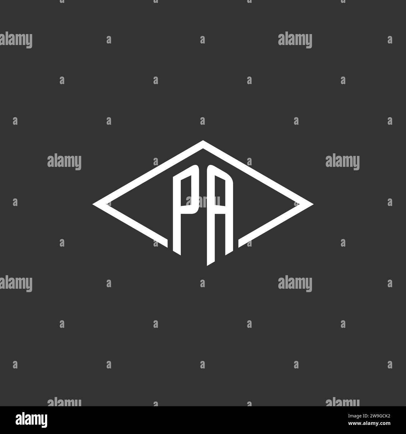 Initials PA logo monogram with simple diamond line style design vector graphic Stock Vector