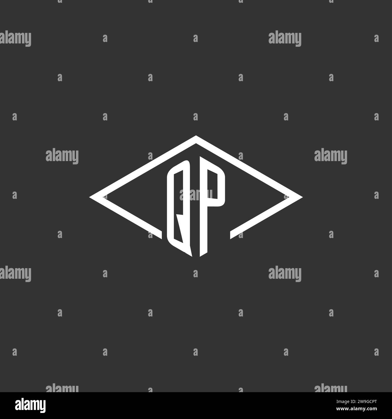 Initials QP logo monogram with simple diamond line style design vector graphic Stock Vector