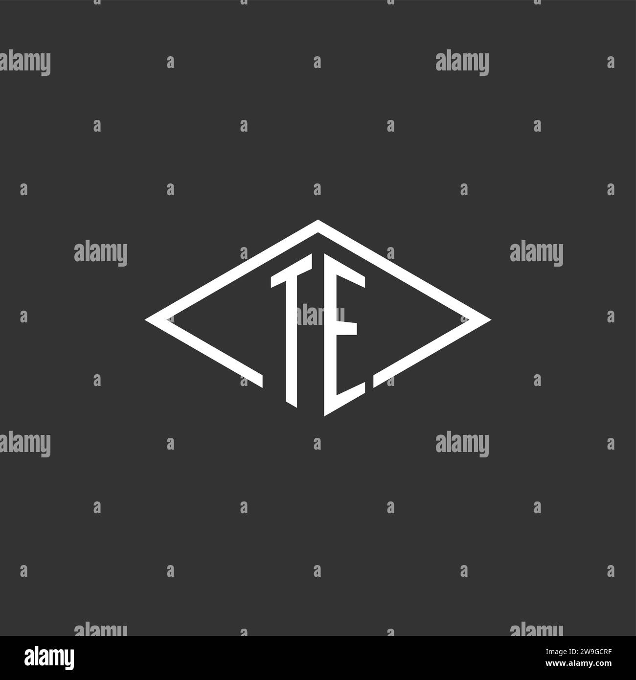 Initials TE logo monogram with simple diamond line style design vector graphic Stock Vector