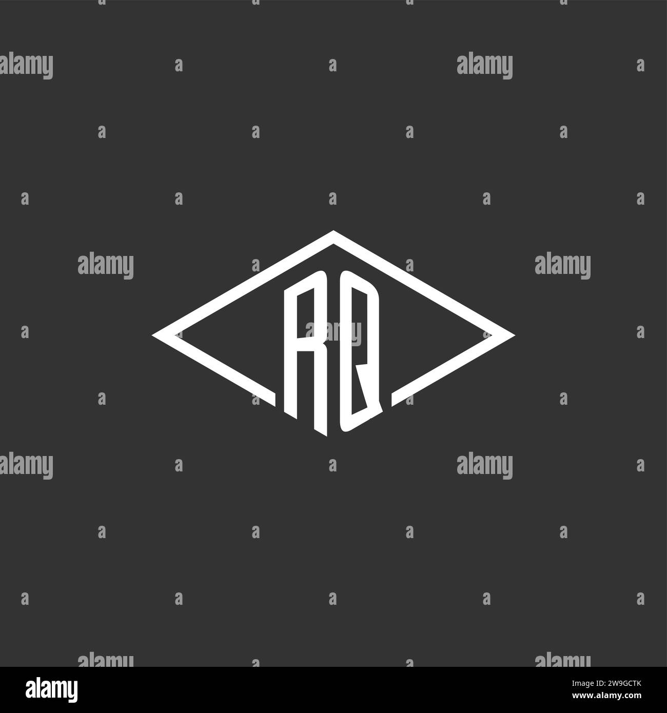 Initials RQ logo monogram with simple diamond line style design vector graphic Stock Vector