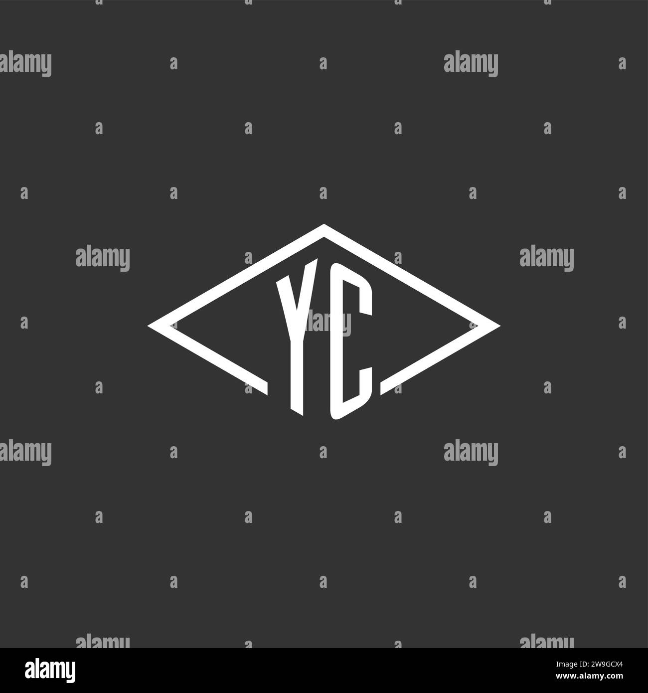 Initials YC logo monogram with simple diamond line style design vector graphic Stock Vector