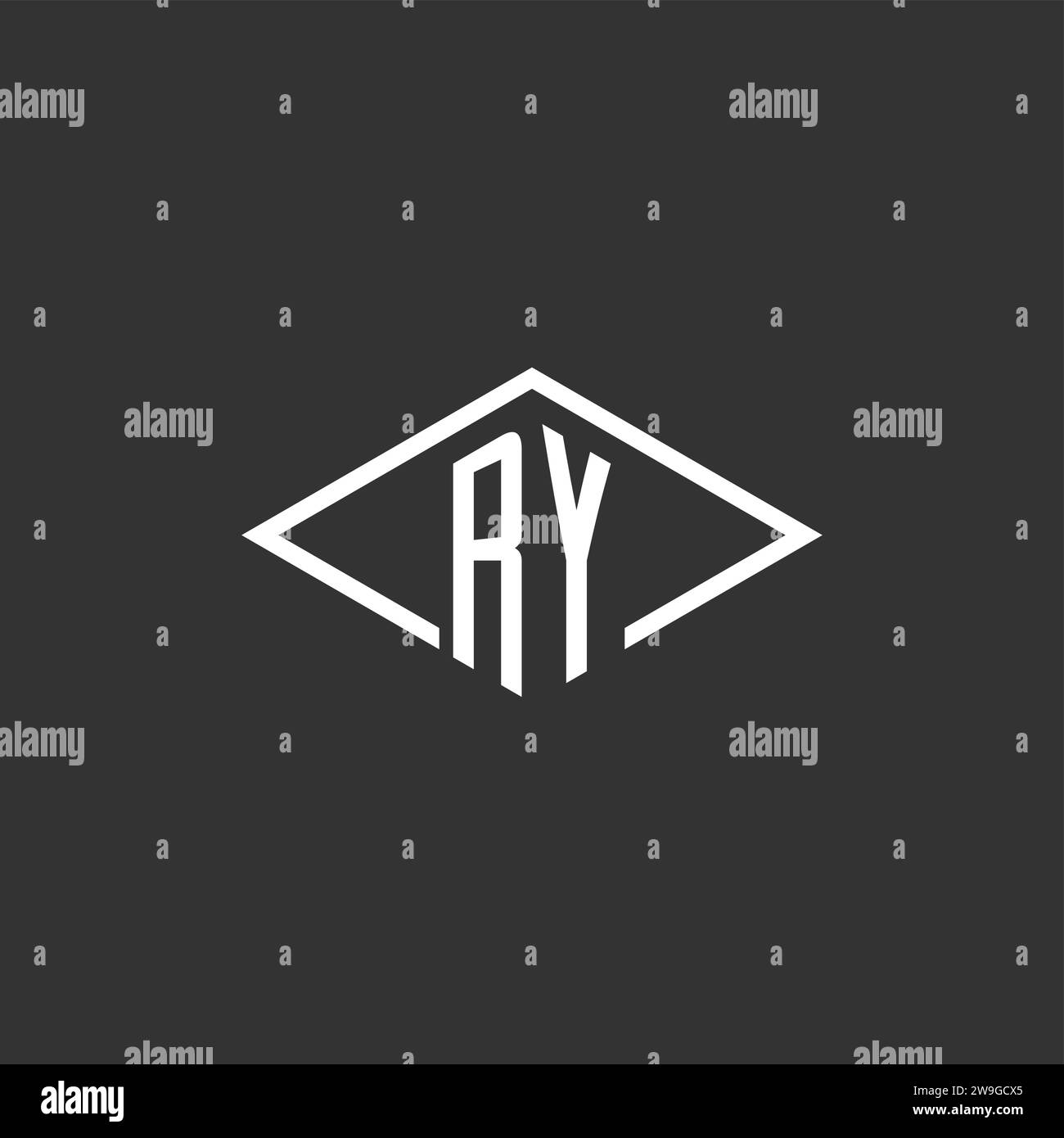 Initials RY logo monogram with simple diamond line style design vector graphic Stock Vector