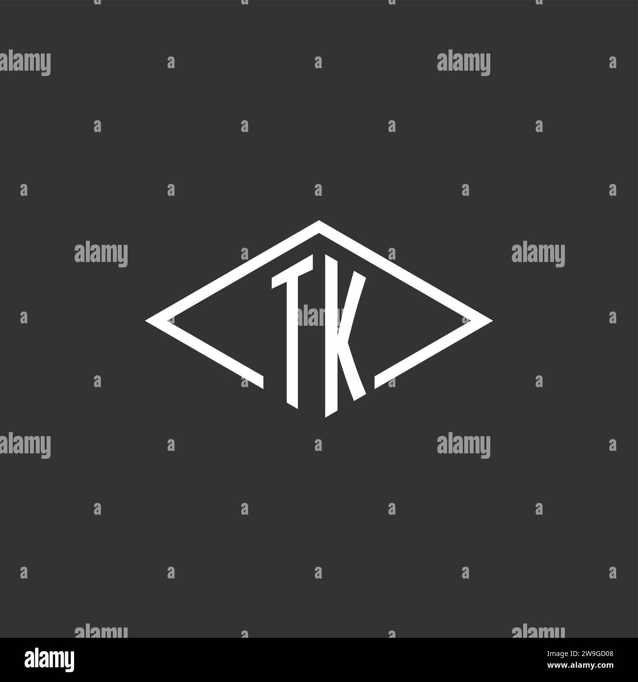 Initials TK logo monogram with simple diamond line style design vector graphic Stock Vector