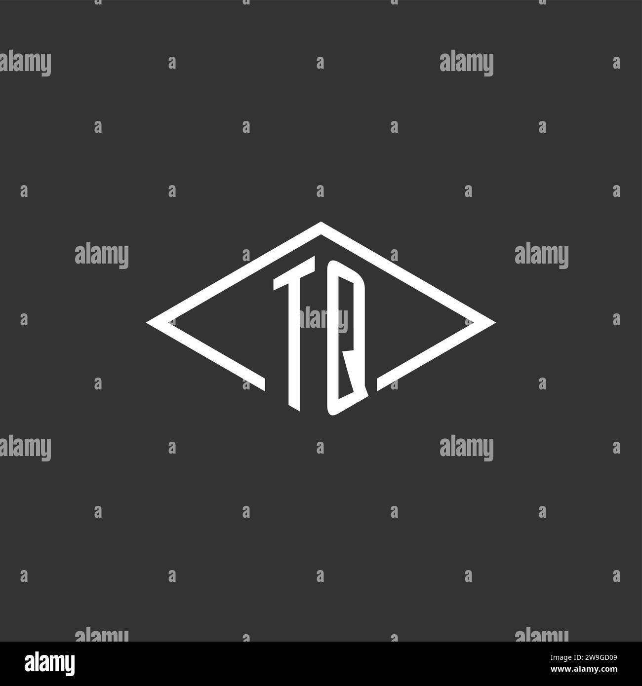 Initials TQ logo monogram with simple diamond line style design vector graphic Stock Vector