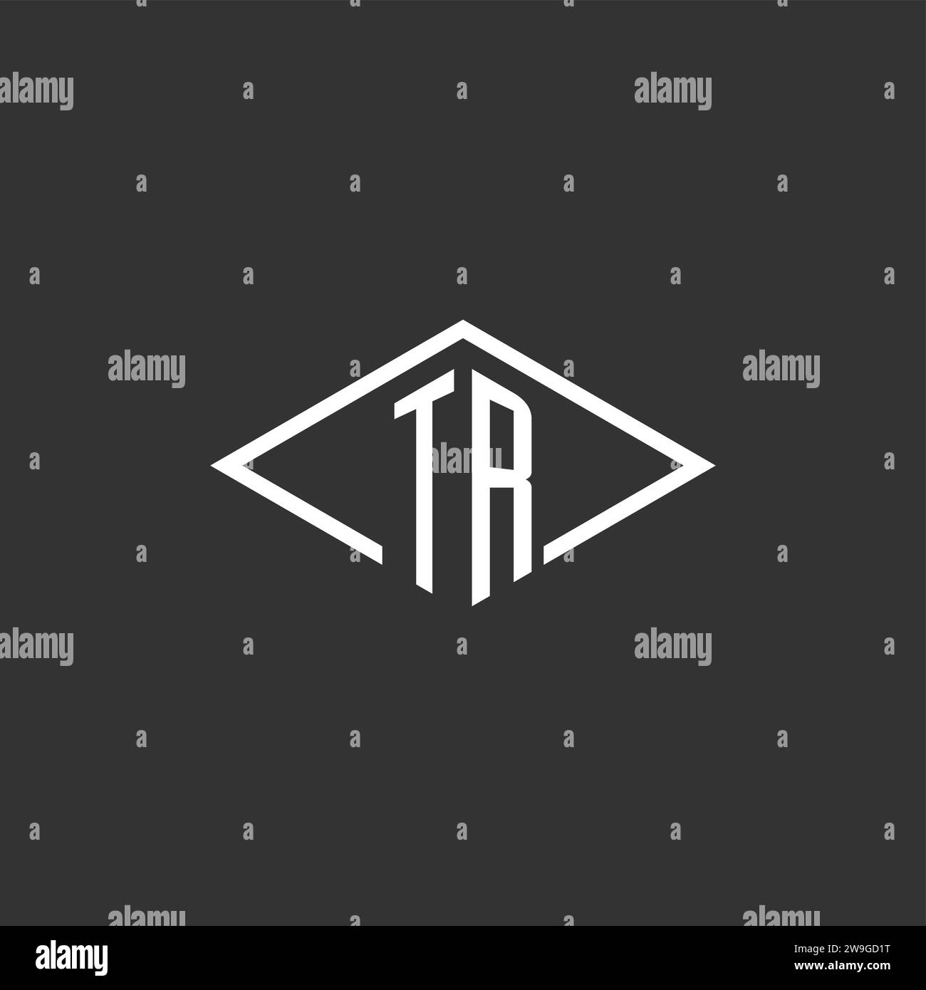 Initials TR logo monogram with simple diamond line style design vector graphic Stock Vector