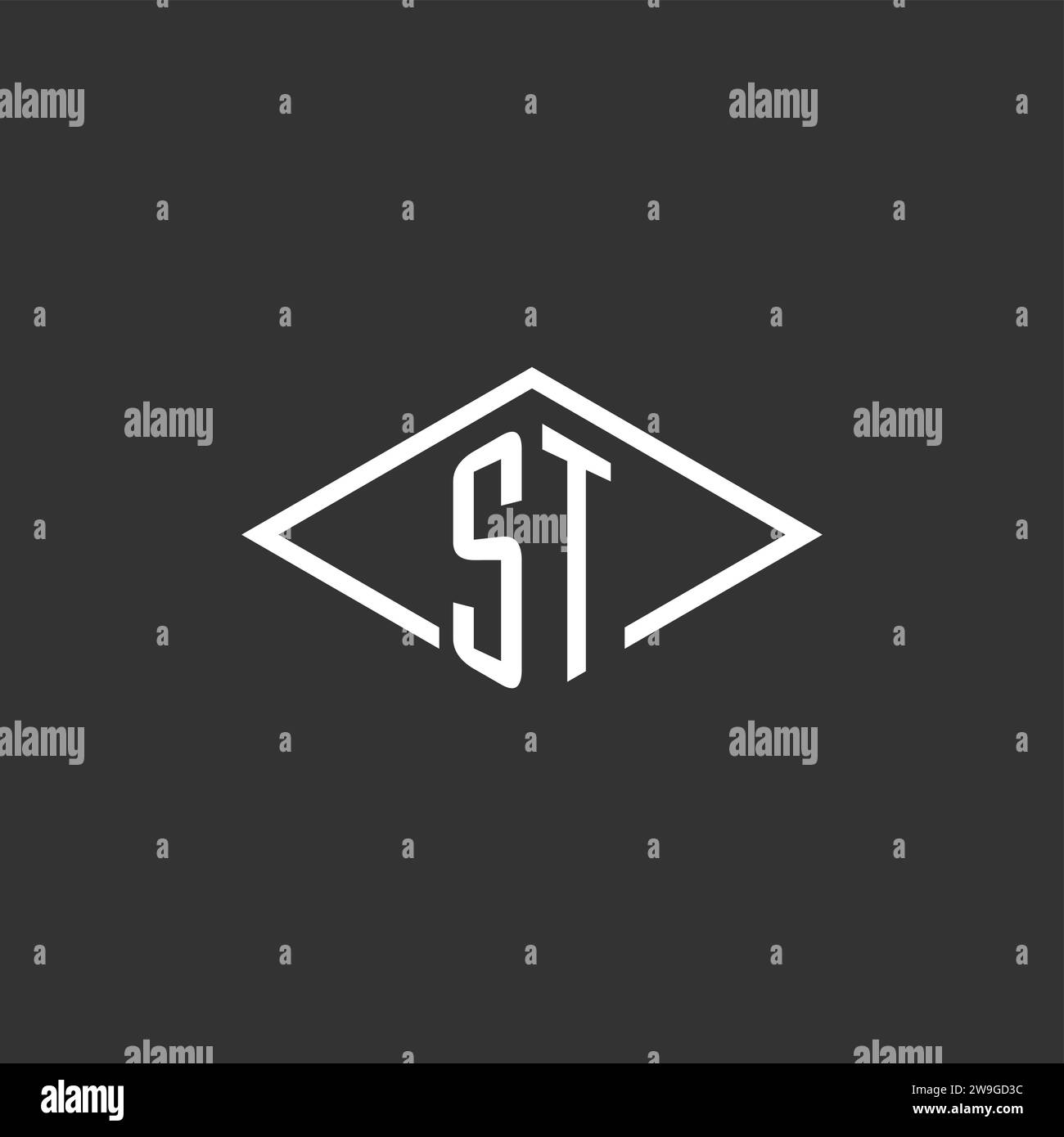 Initials ST logo monogram with simple diamond line style design vector graphic Stock Vector