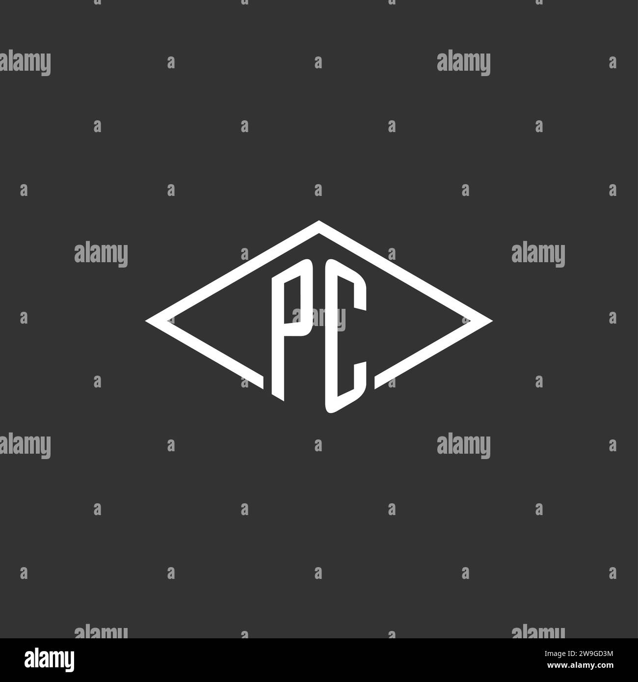 Initials PC logo monogram with simple diamond line style design vector graphic Stock Vector
