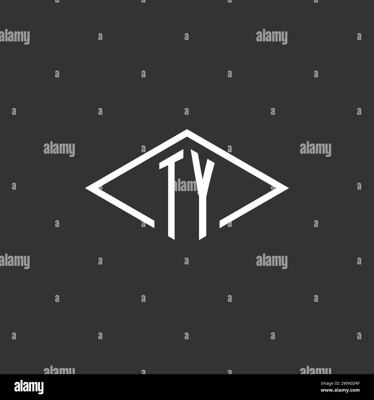 Initials TY logo monogram with simple diamond line style design vector graphic Stock Vector