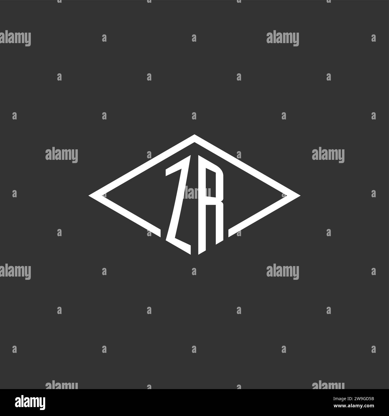 Initials ZR logo monogram with simple diamond line style design vector graphic Stock Vector
