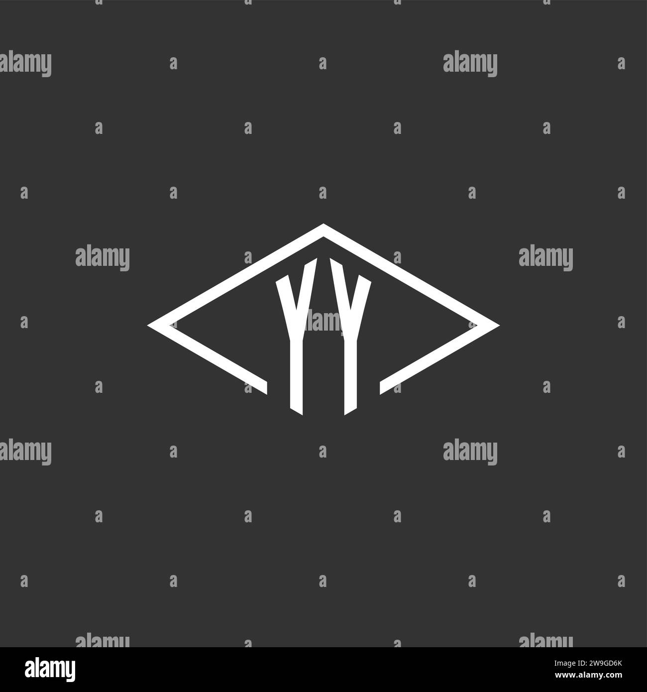 Initials YY logo monogram with simple diamond line style design vector graphic Stock Vector