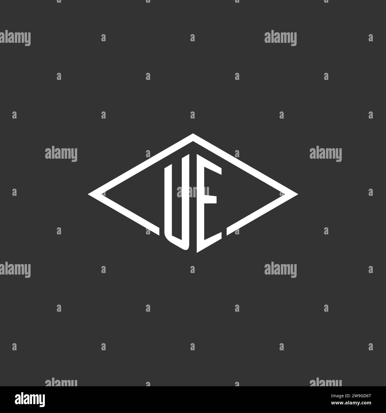 Initials UE logo monogram with simple diamond line style design vector graphic Stock Vector