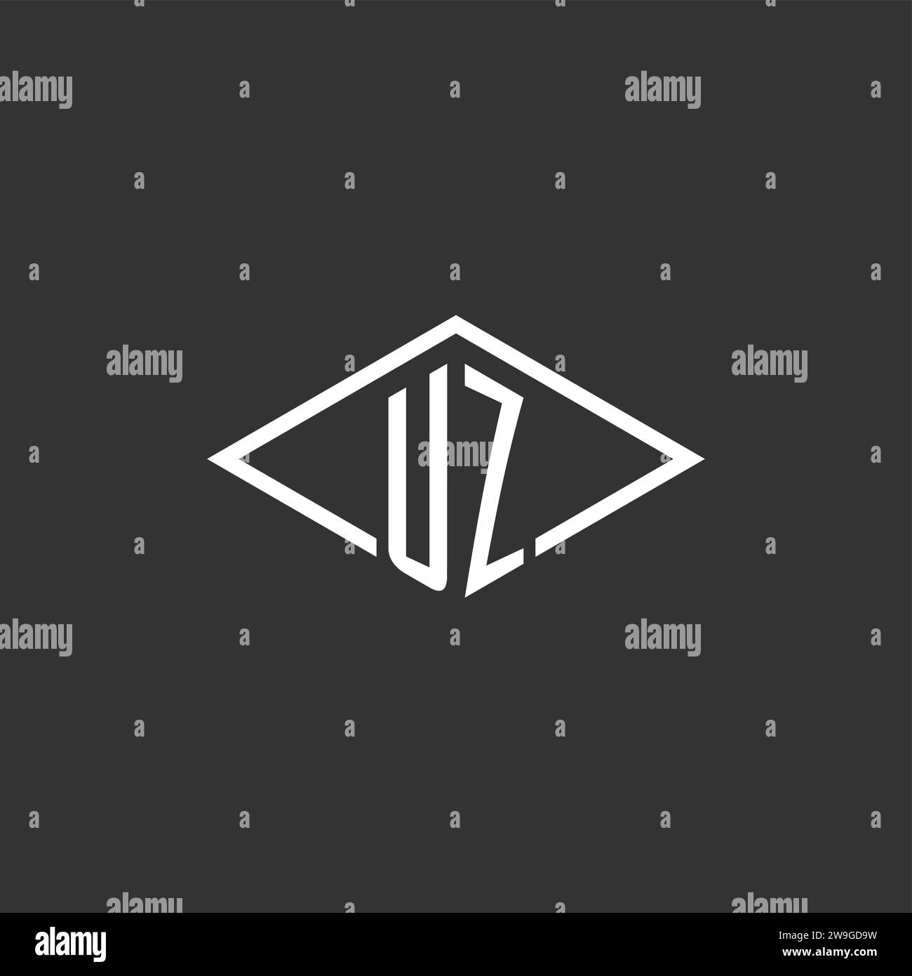 Initials UZ logo monogram with simple diamond line style design vector graphic Stock Vector