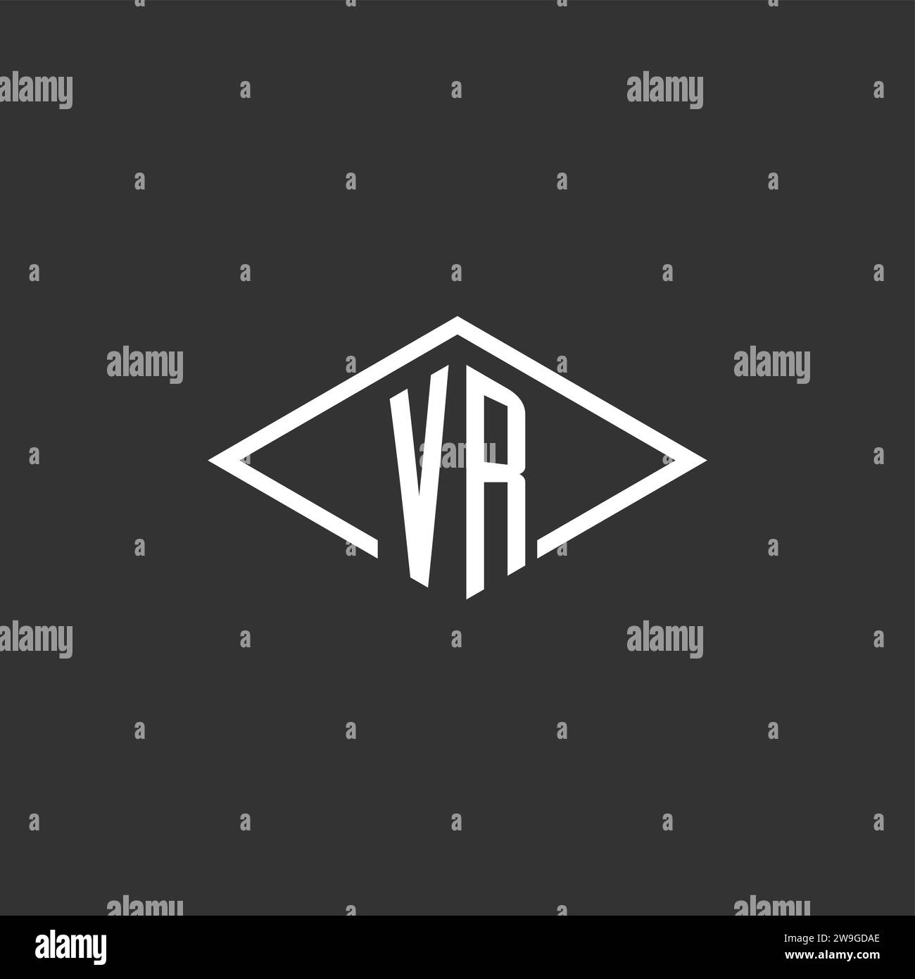Initials VR logo monogram with simple diamond line style design vector graphic Stock Vector