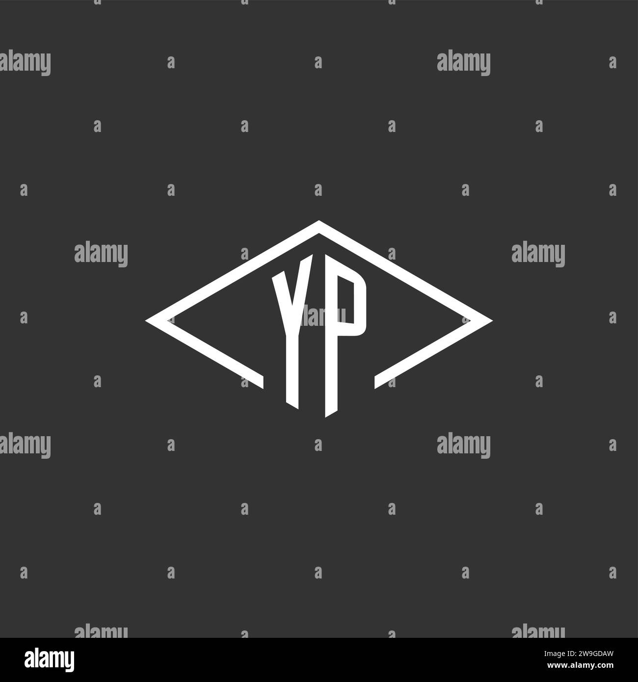 Initials YP logo monogram with simple diamond line style design vector graphic Stock Vector