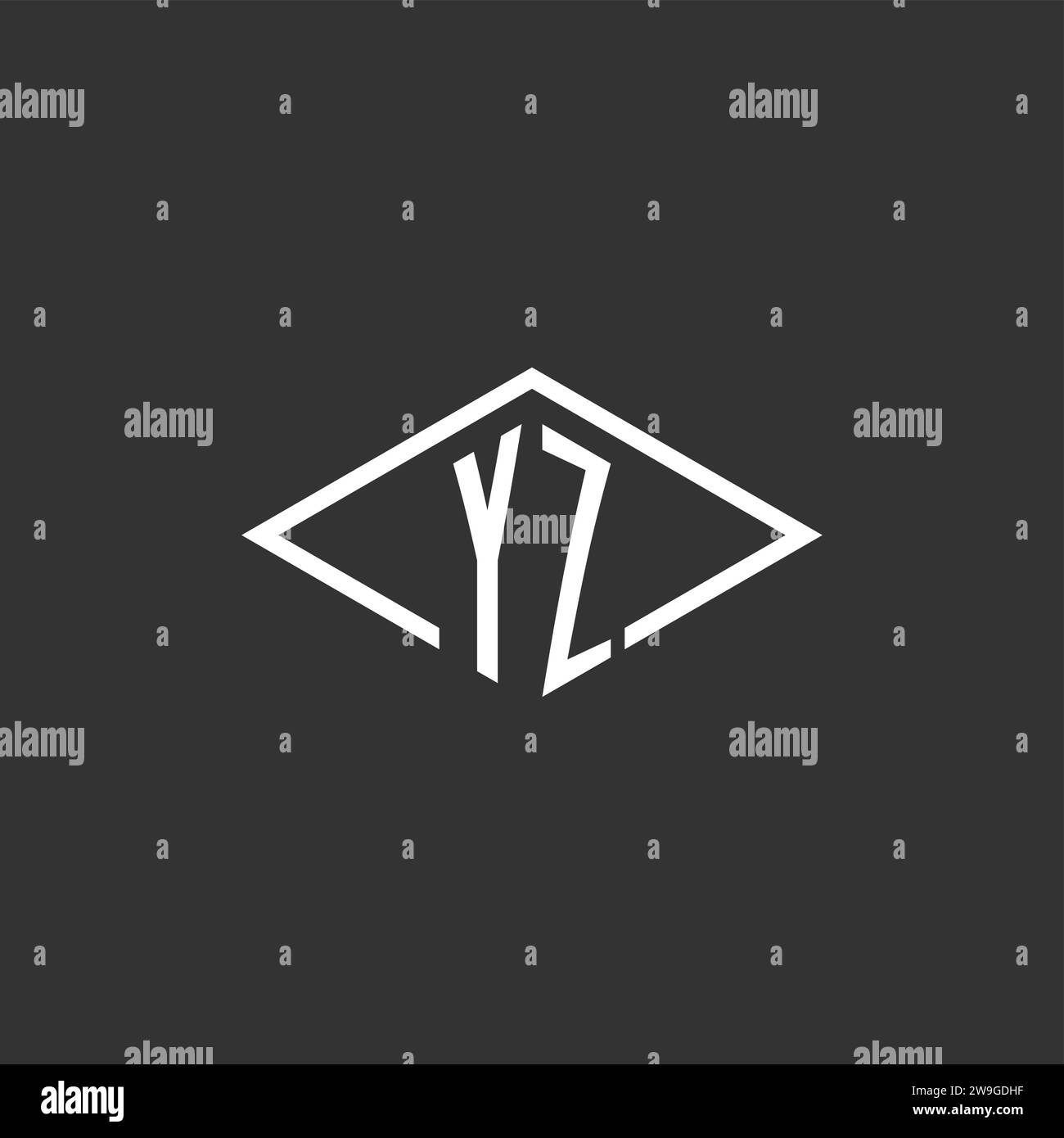 Initials YZ logo monogram with simple diamond line style design vector