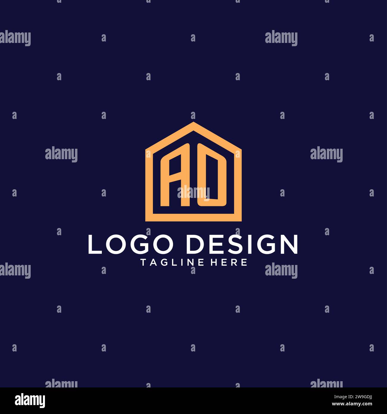 Initial AO logo with abstract home shape, modern minimalist realty logo design ideas vector graphic Stock Vector