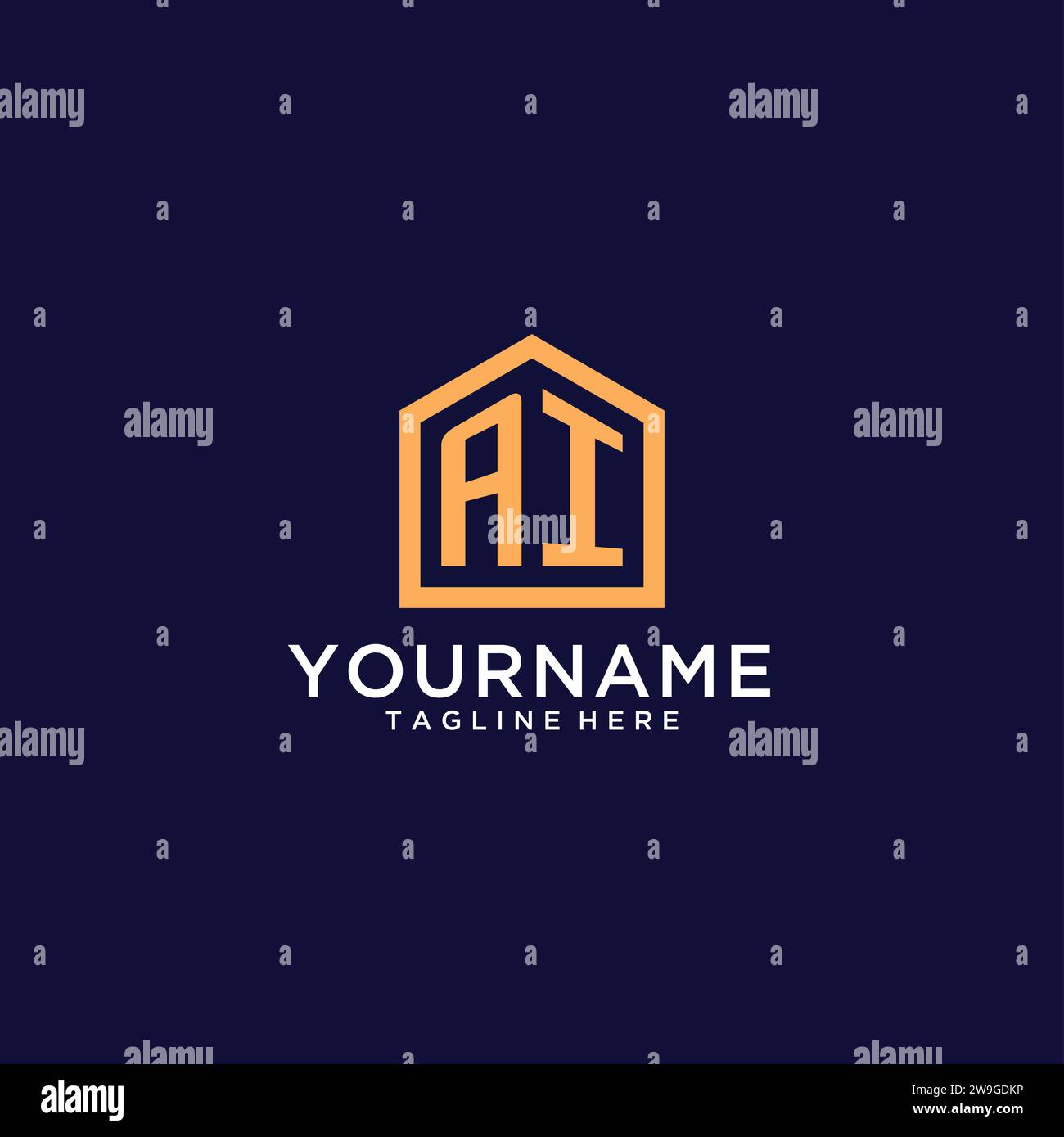 Initial AI logo with abstract home shape, modern minimalist realty logo ...