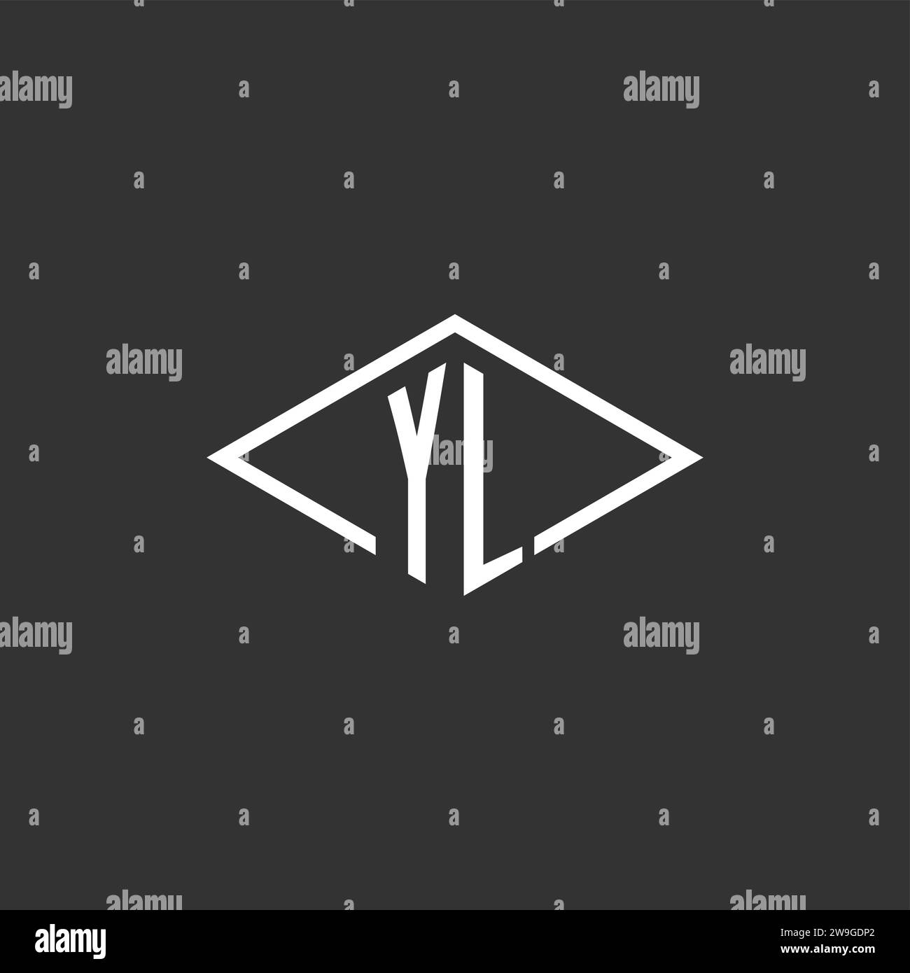 Initials YL logo monogram with simple diamond line style design vector graphic Stock Vector