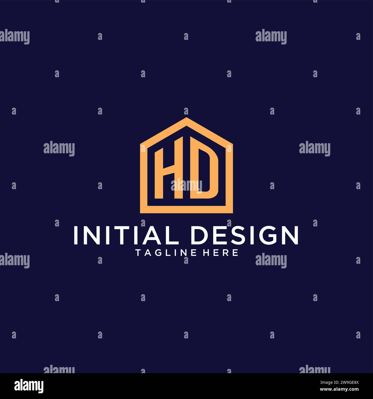 Initial Hd Logo With Abstract Home Shape, Modern Minimalist Realty Logo 