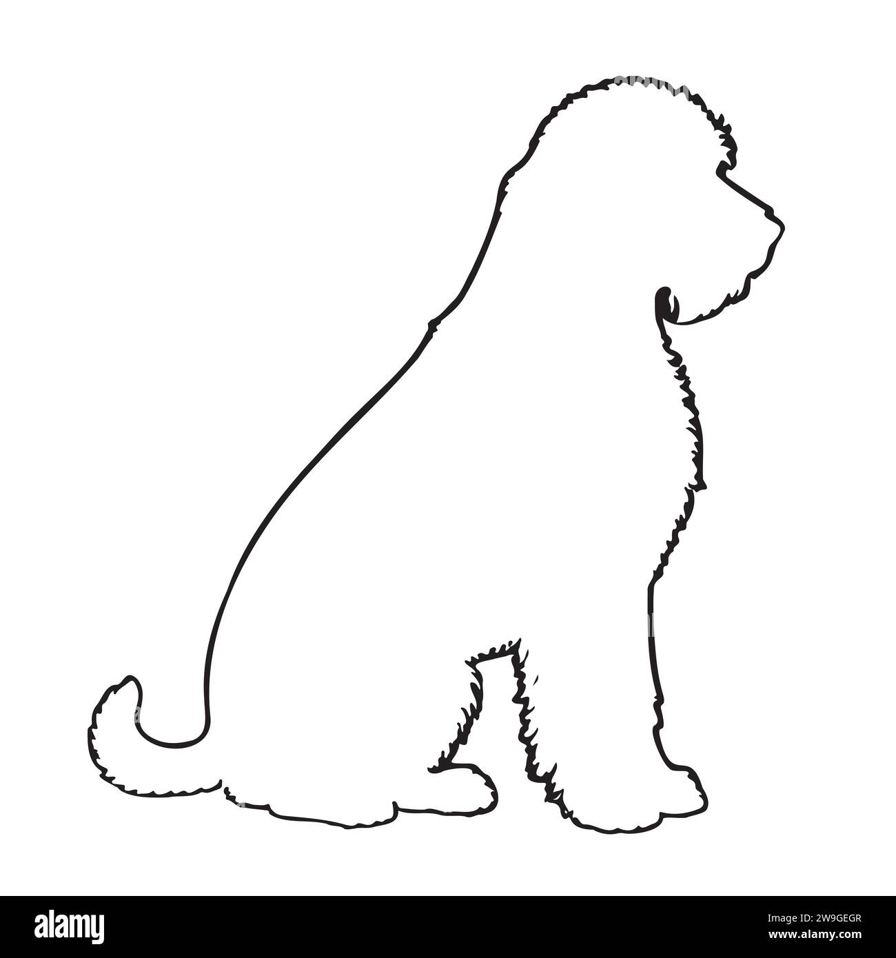 Black silhouette of a dog isolated on a white background. Stock Vector