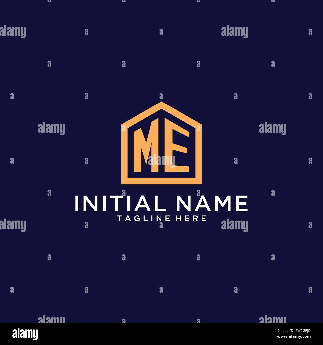 Initial ME logo with abstract home shape, modern minimalist realty logo ...