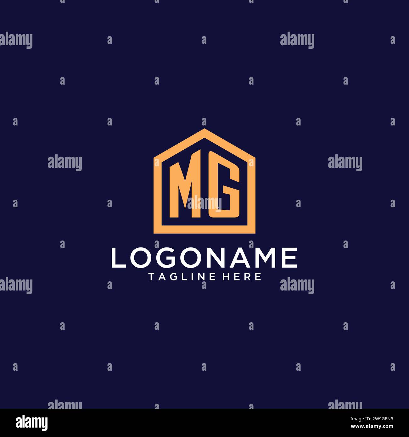 Initial MG logo with abstract home shape, modern minimalist realty logo ...