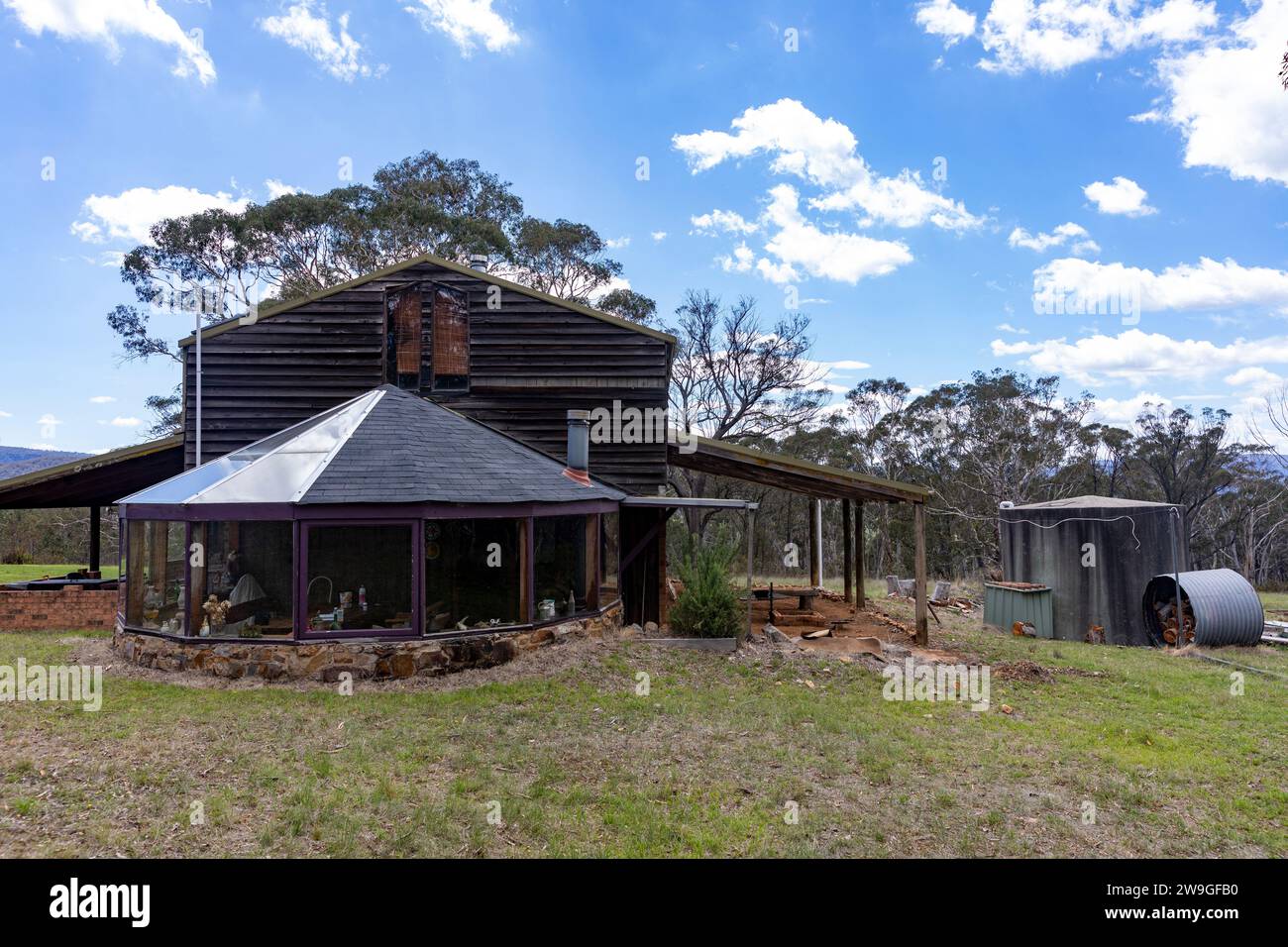 Rural australian property house on land in the central west of New South Wales,Australia Stock