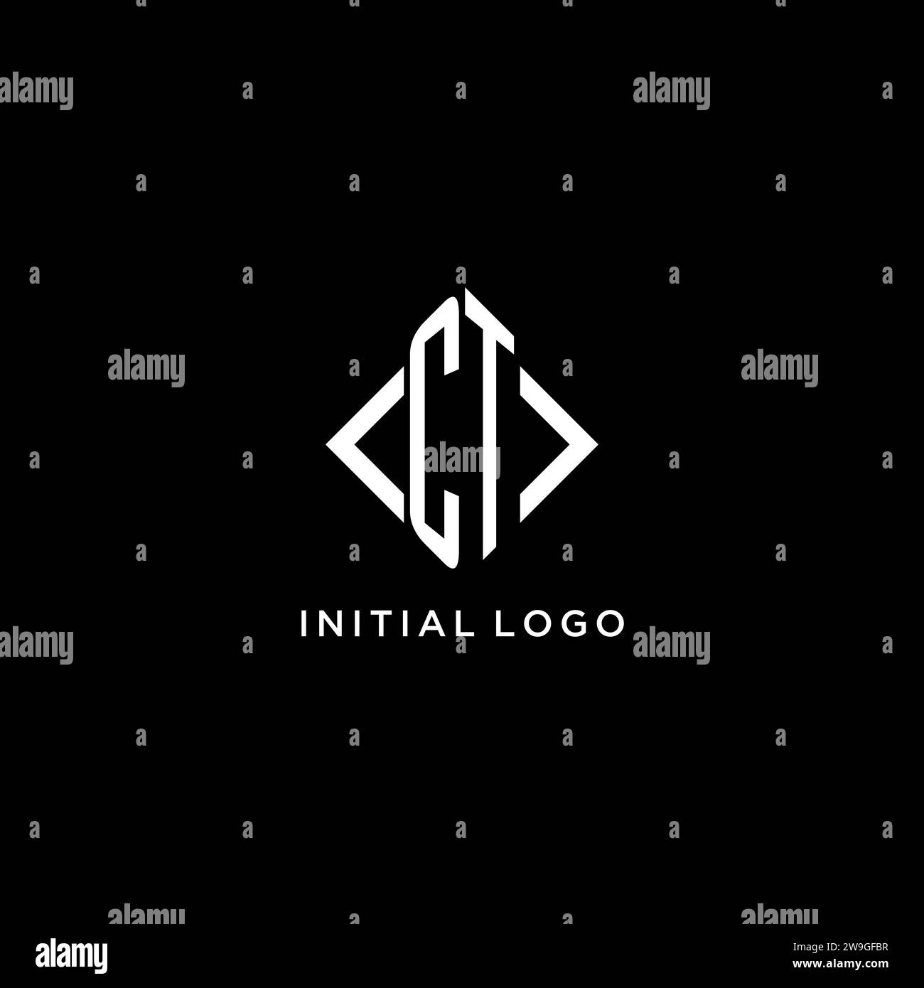 CT initial monogram with rhombus shape logo design ideas Stock Vector