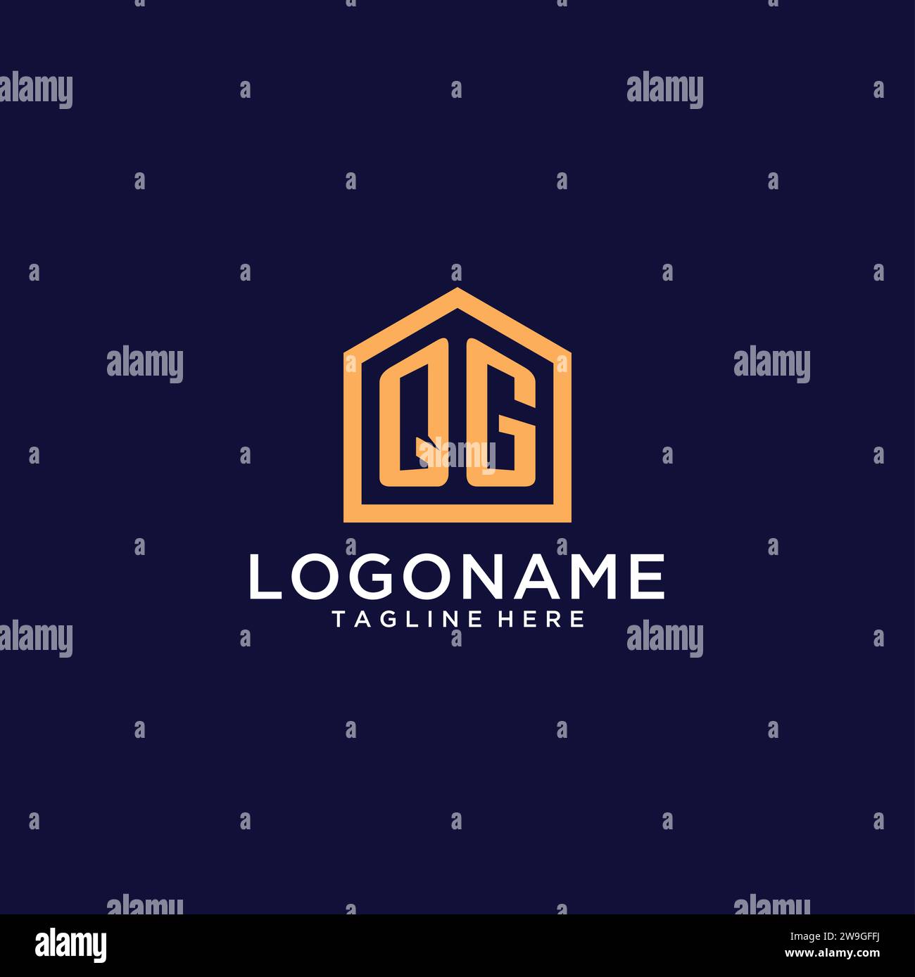 Initial QG logo with abstract home shape, modern minimalist realty logo design ideas vector