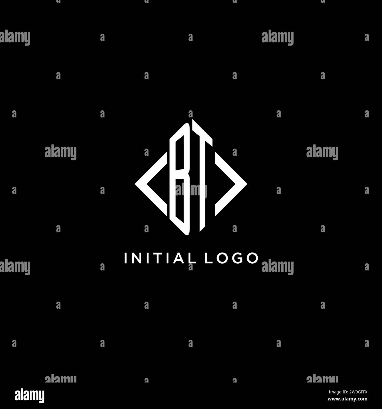 BT initial monogram with rhombus shape logo design ideas Stock Vector
