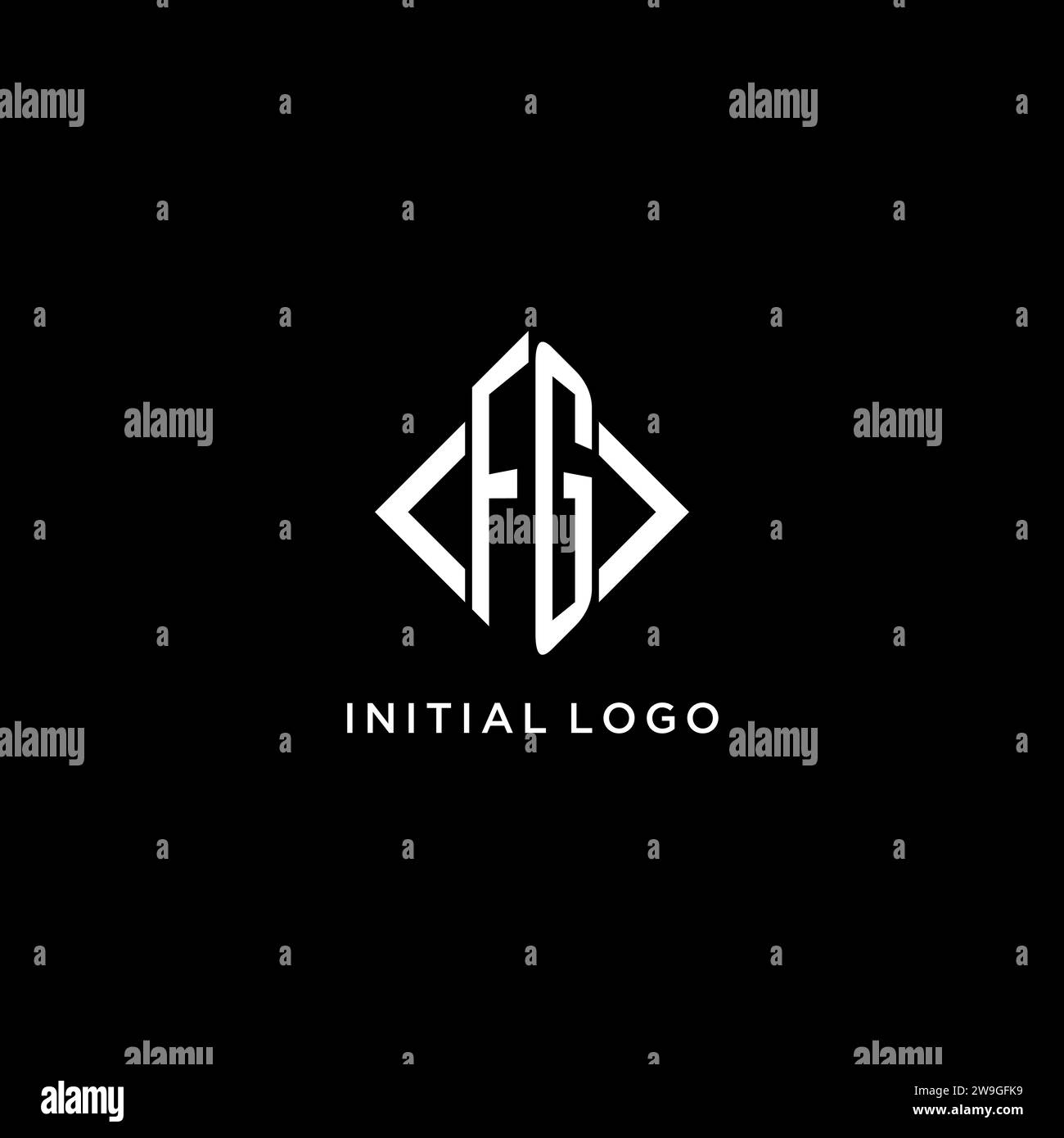 FG initial monogram with rhombus shape logo design ideas Stock Vector