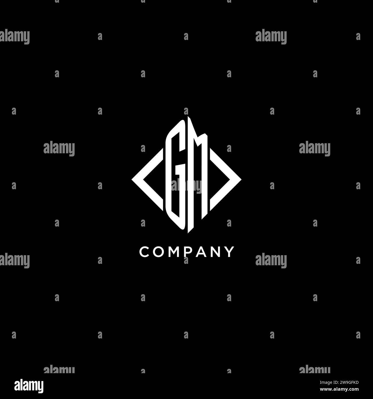 GM initial monogram with rhombus shape logo design ideas Stock Vector