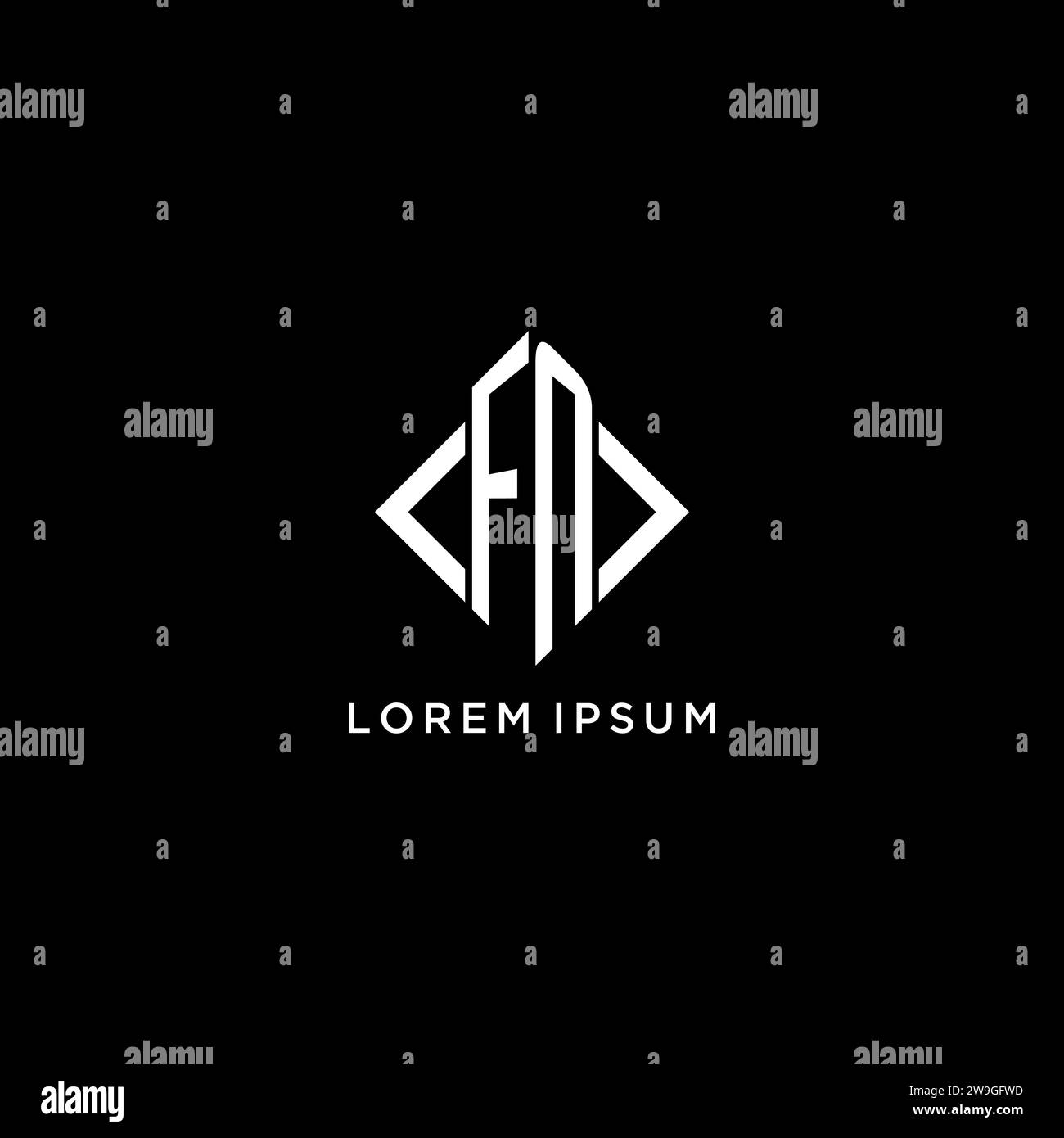 FN initial monogram with rhombus shape logo design ideas Stock Vector