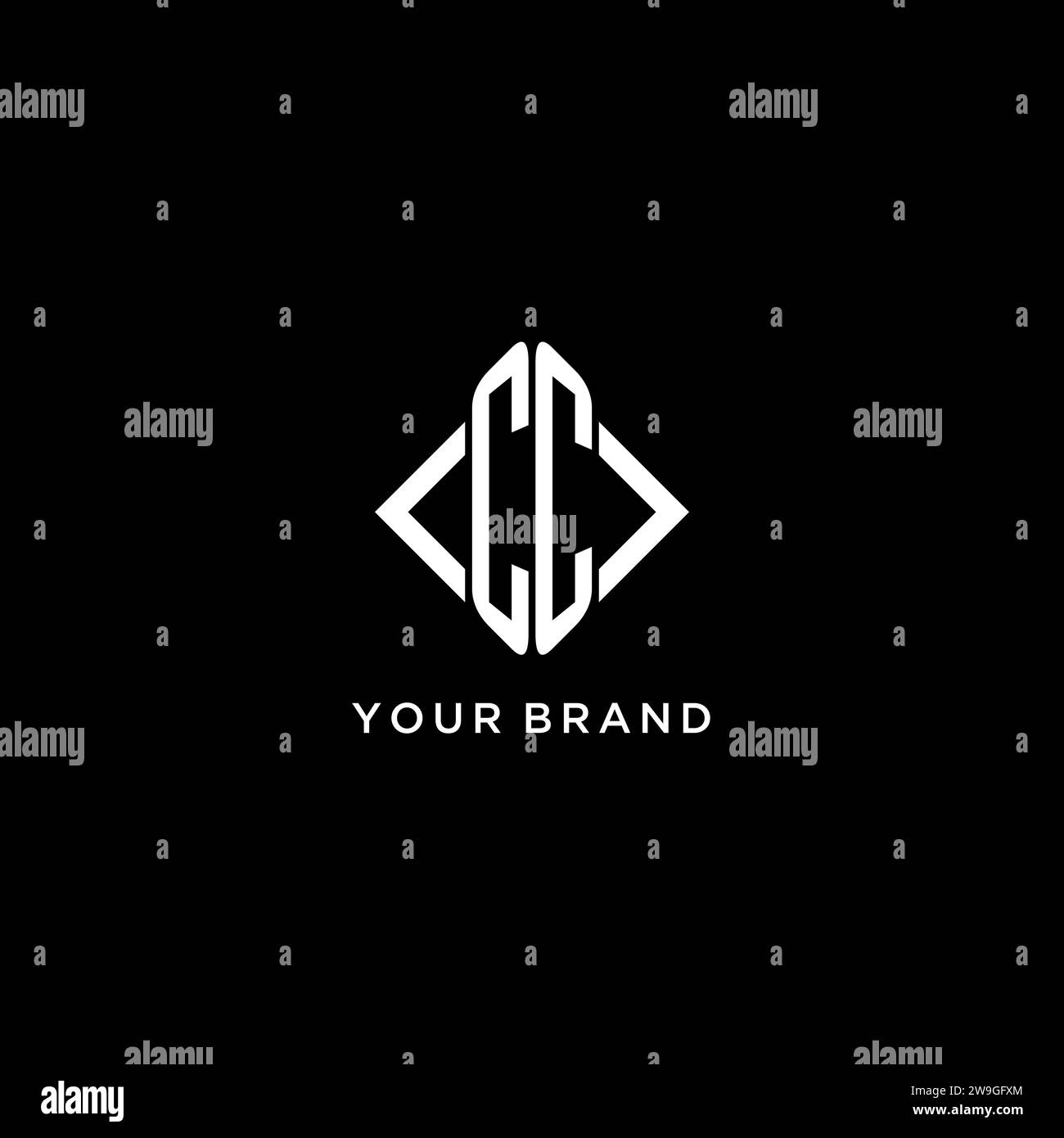 CC initial monogram with rhombus shape logo design ideas Stock Vector
