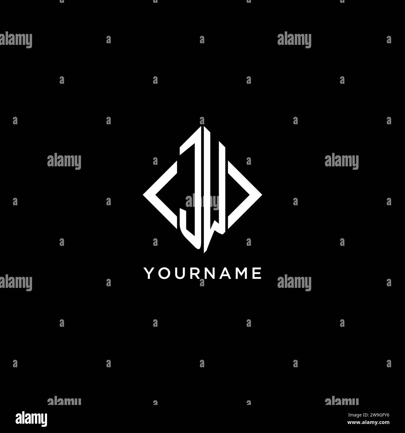 JW initial monogram with rhombus shape logo design ideas Stock Vector