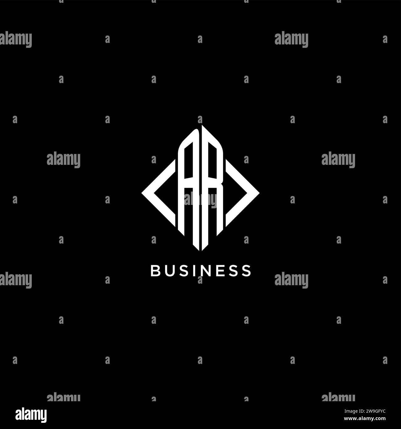 AR initial monogram with rhombus shape logo design ideas Stock Vector