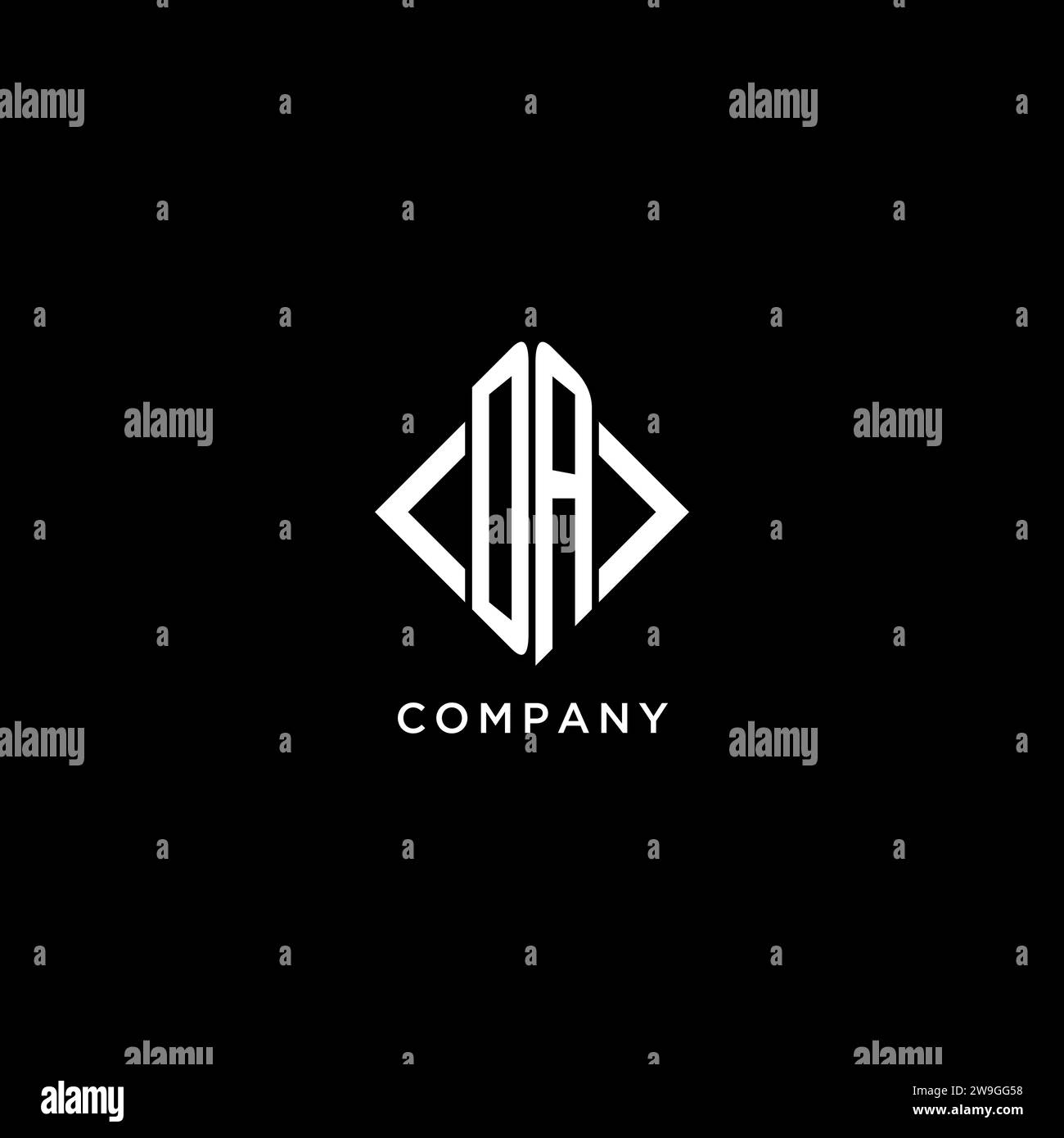 DA initial monogram with rhombus shape logo design ideas Stock Vector