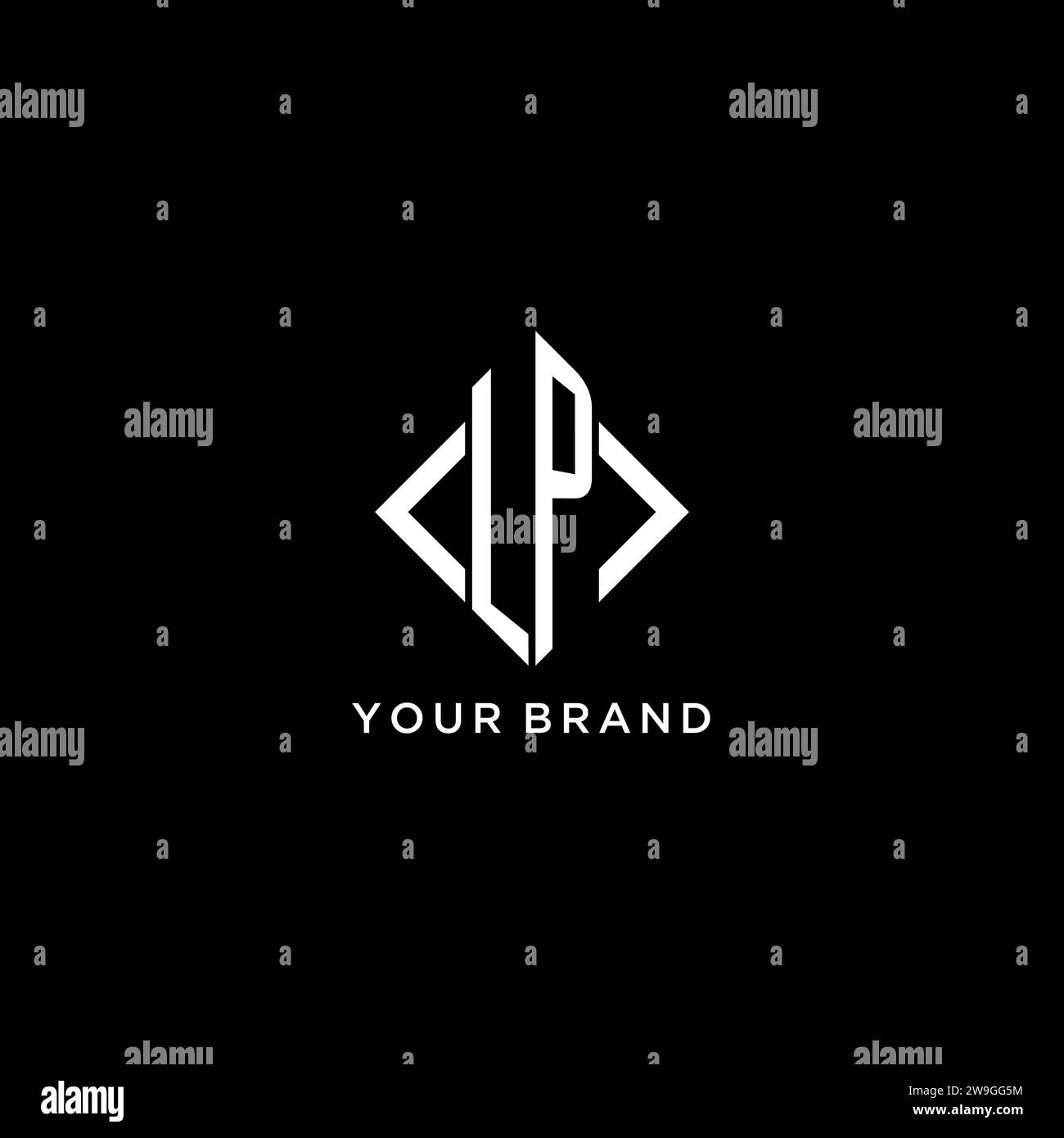 LP initial monogram with rhombus shape logo design ideas Stock Vector